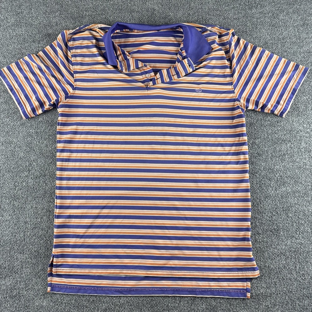 Southern Marsh Polo Shirt XL Orange Purple Striped Performance Golf Stretch
